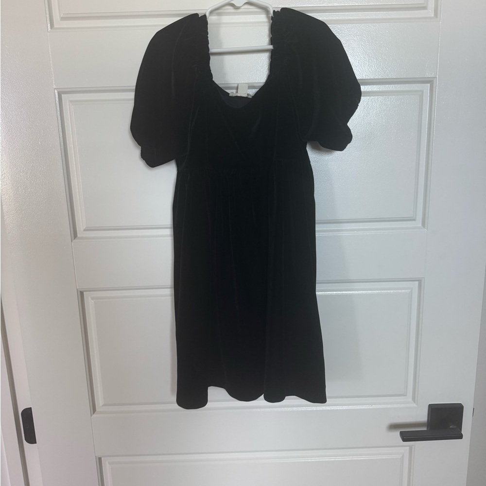 Crewcuts Black Velvet Puff Sleeve Dress